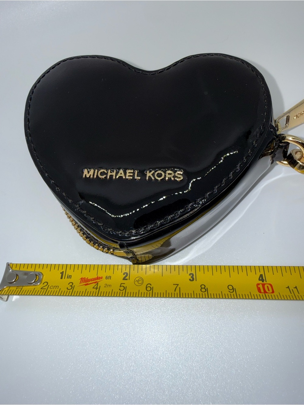 Michael Kors Black Patent Heart Coin Pouch with Gold Hardware - Picture 8 of 13